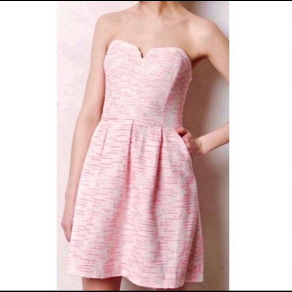 Moulinette Soeurs Anthropologie Womens S pink Dress strapless mini dress